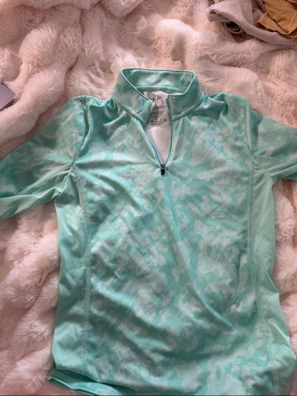 Huk Mint Aqua Camo Quarter-Zip Performance Shirt